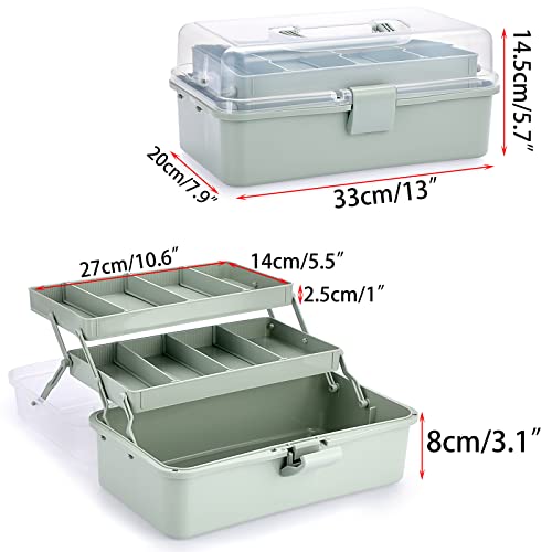 BTSKY 3-Layer Plastic Dividing Storage Box Craft Organizer and Storage - color: Haze Green