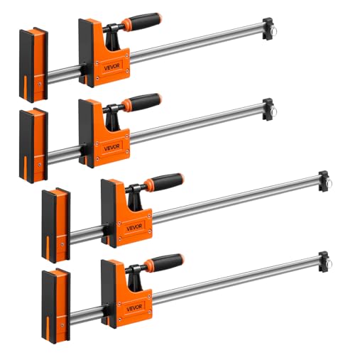 VEVOR Bar Clamps for Woodworking, 4-Pack, 24" and 31" F Clamps, 1100 lbs Load Limit, Clamp/Spreader 2 Modes, Soft Rubber Pads, Ergonomic Handle, Carbon Steel Bar, for Wood Working and Metal Working - size: 31"& 24" (4 Pack), style: Heavy-Duty