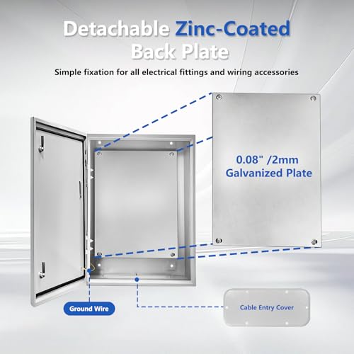 Electrical Junction Box 28x20x10, NEMA 4X IP66 Steel Enclosure Box - size: 28 x 20 x 10''