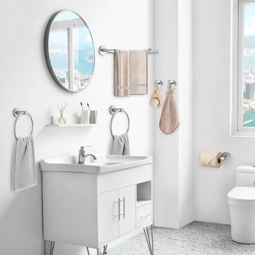 TQKAG Brushed Nickel Bathroom Hardware Set, 6-Piece Towel Bar Set 23.6 Inch - color: Brushed Nickel, size: 6-Pieces Set
