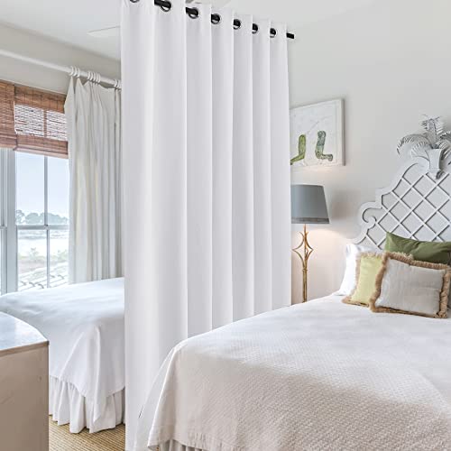 RYB HOME Extra Long Curtains for Home Theater Office Backdrop Dining Room - color: Greyish White, size: 100"W x 144"L (Pack of 1)