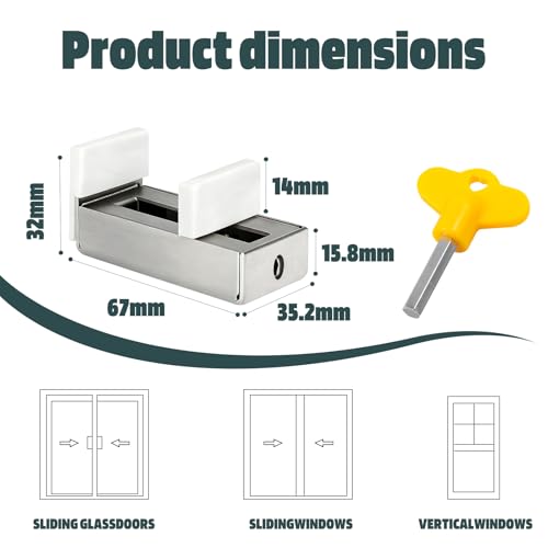 10PCS Sliding Door Safety Lock Sliding Child Proof Window Locks | childproof window door locks, adjustable 0.66'' to 1.65'', stainless steel, for sliding windows, child safe. - color: 10PCS