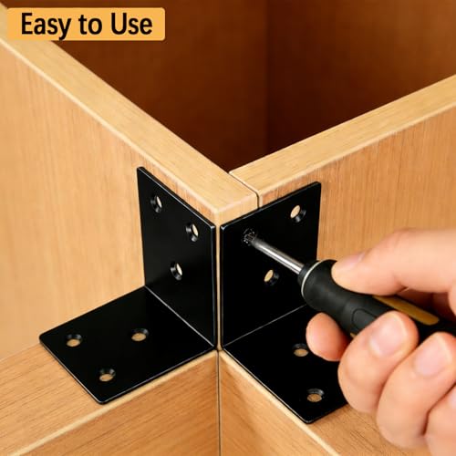 20 Pcs Black Angle Brackets 2"x2"x2" Stainless Steel L Bracket with 120pcs Screws, Heavy Duty Metal Corner Brace 90 Degree Right Angle Corner Bracket for Wood Furniture Frame Bookshelf - size: 2Inch Black Right Angle