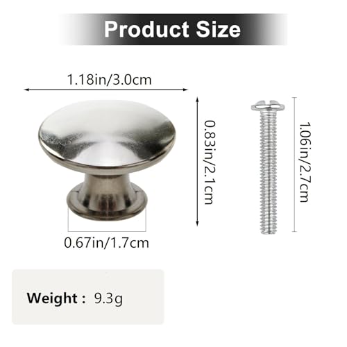 Cabinet Knobs Silver, 12 Pack Rustic Round Metal Dresser Pulls Furniture Handles with Screws for Chest of Drawers Kitchen Cupboard Wardrobe Door, 30x21mm - color: Silver