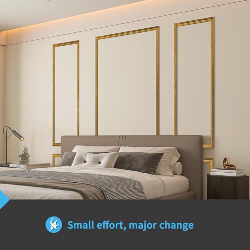 Art3d Pre-Cut Wall Molding Set of 6 pcs, 3 Top 3 Bottom, Antique Gold - color: Antique Gold: Style 1