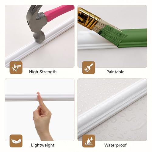 INMOZATA Pre-Cut Peel and Stick Wall Molding Wainscoting Panels, 24" x 12" - size: 24" x 12"