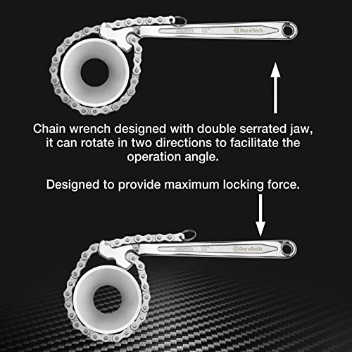 DURATECH 12-Inch Chain Filter Wrench, Oil Filter Tool fits 1/2" to 4-1/2" - size: 12 Inch