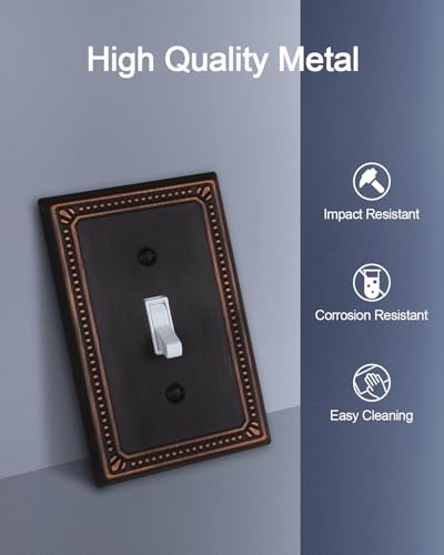 Switch Plates Outlet Covers, 4-Pack Aged Bronze Metal Wall Plates - color: Aged Bronze, size: 1 Toggle 4PK
