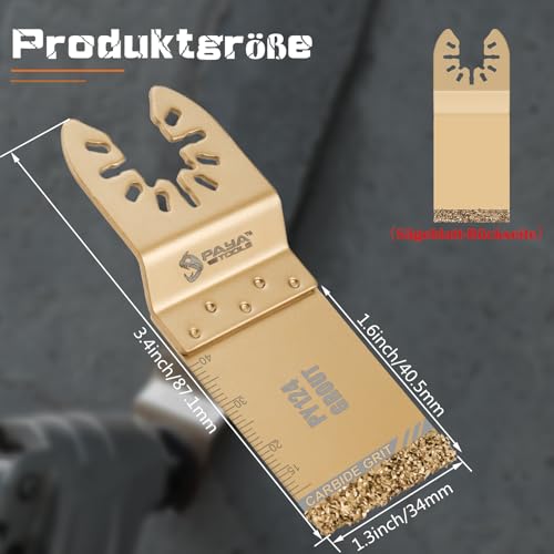 5PCS Carbide Grout Removal Blades,Flush Cutting Oscillating Saw - color: Carbide-Grit Edge