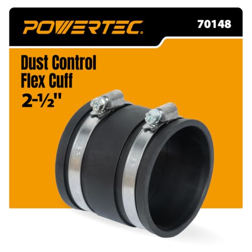POWERTEC 70148 Dust Control Flex Cuff with Steel Clamps, 2-1/2-Inch - size: 2-1/2", 1PK