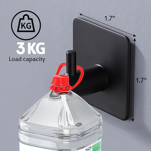 YIGII Adhesive Hooks/Towel Hook - Wall Hooks Stick on Heavy Duty for Hanging Towels/Coat/Hat/Bag in Bathroom, Bedroom, Dorm, SUS-304 Stainless Steel Matte Black 4 Packs - color: Black-A