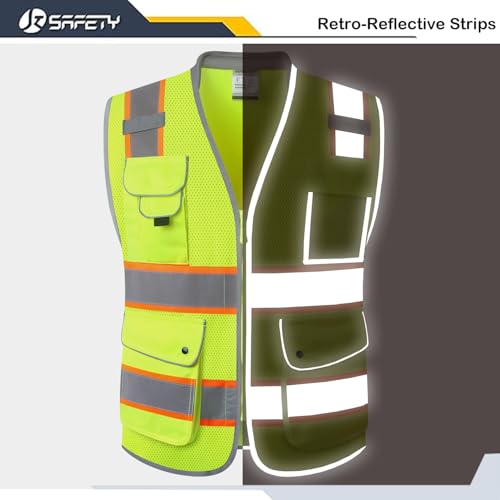 JKSafety Hi Vis Safety Vest for Men Women Cushioned Collar JK101 Yellow M - color: Jk101-yellow, size: Medium