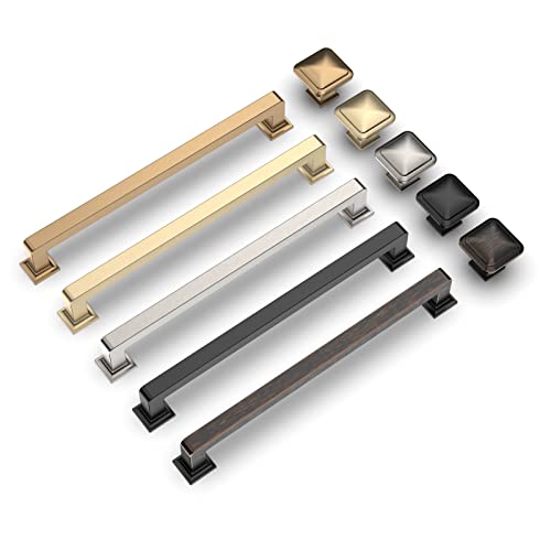 Asidrama 10 Pack 6.3 inch Brushed Brass Kitchen Cabinet Handles | Heavy-Duty Solid Zinc, 2 Screw Sizes, 6.3" Hole Center(160mm), Cupboards, Drawers, Dressers, Furniture, Hardware - color: Brushed Brass, size: 6.3" Hole Center(160mm)