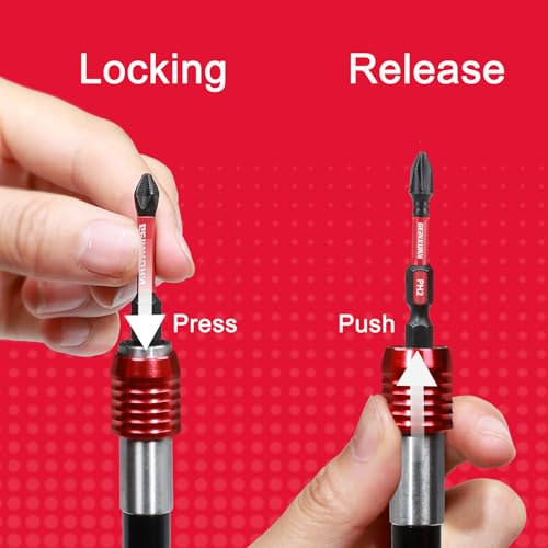 Geinxurn 6” Impact Screwdriver Bit Holders Extra Long, 3Pcs Magnetic Extension Quick-Change Socket Drill Bit Holder Cr-V Steel Hex Shank Quick Release Drill Bit Guide - size: 6"-3PCS