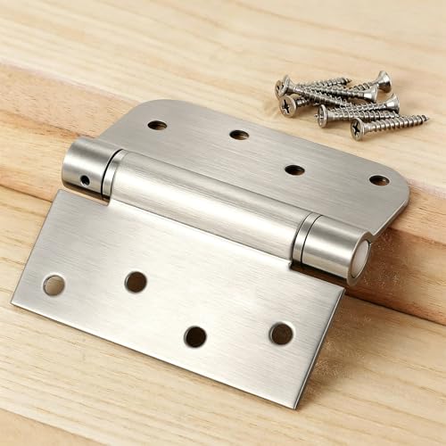 4" Self Closing Door Hinges 2 Pack, 304 Stainless Steel Adjustable Tension - style: S hole - Square&Round