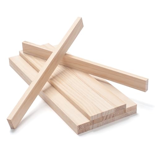 Wood Strips Slats Wooden Dowels for Crafts 3/8" × 1" × 12", 15 PCS Wood Trim Flat Lumber Boards Square Dowel Rods Wooden Sticks for Crafting, Woodworking, Model Making - size: 3/8x1x12 in - 15PCS