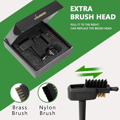 Black Mini Golf Brush, Dual-Sided Nylon Brass, Retractable Keychain - color: Black