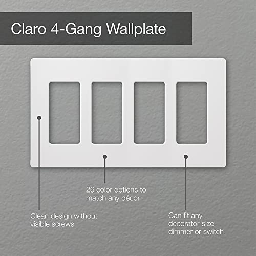 Lutron Claro Light Switch Cover Plate, 4 Gang Wallplate, Rocker Light Switch Cover, Screwless Plate For Outlets, Gloss, CW-4-WH-3, White, 3 Pack - color: White, size: 3 Pack