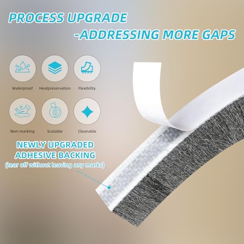 Weather Stripping Door Window Seal Strip, 32.8FT Self-Adhesive Soundproofing Weatherstrip, Draft Blocker Dustproof Strip for Sliding Windows, Doors, Cabinets (0.35" W x 0.35" H) - size: 0.35x0.35x33FT