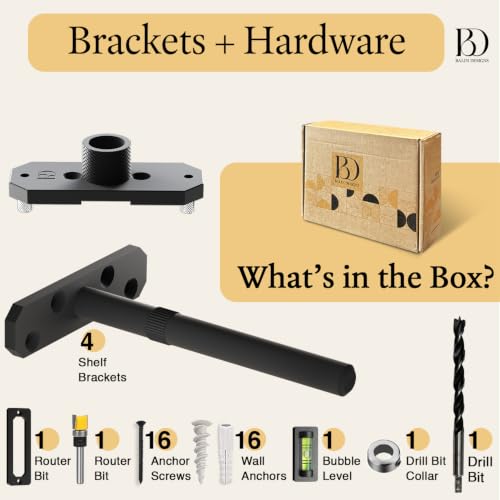 Invisible Floating Shelf Bracket 5 Inch Rod 1/2 inch Diameter Heavy Duty with Jig – Hidden Metal Mantel Mount for Wall Shelves – Floating Shelf Hardware for Bathroom, Kitchen & Living Room (4 Pack) - size: 5" Standard, style: Brackets + Hardware