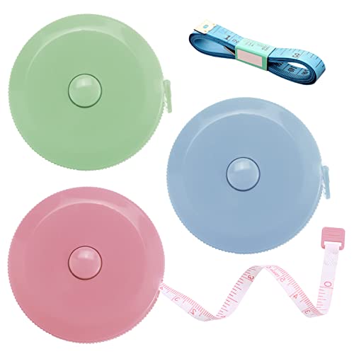 Tape Measures Retractable, Fabric Measuring Tape, 60 Inch Small Sewing Tape Measure for Craft Nursing Medical Travel(3 Pack/Green,Blue,Pink) - color: Green,Blue,Pink
