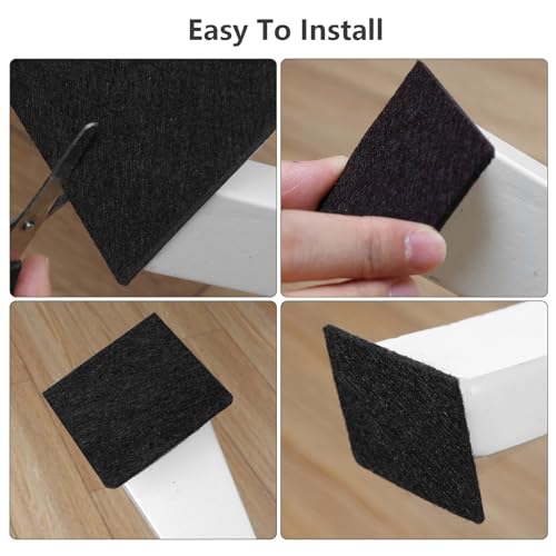 Yelanon Felt Furniture Pads for Hardwood Floors -24 Pcs 2.5" Premium Felt Pads for Chair Legs, Floor Protectors for Furniture Black - size: 24 pcs Black Square