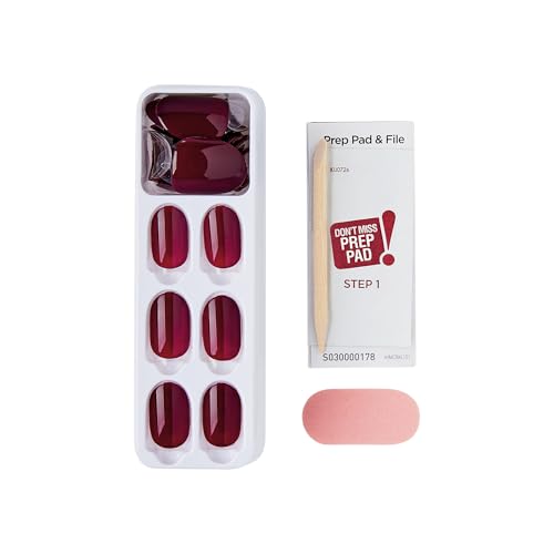 Kiss Impress No Glue Mani Press On Nails Kit, Over You, 30 Red Peel and Stick Nails, Super Slim Short Squoval, Glossy Gel Finish, PureFit Technology, Includes Prep Pad, Manicure Stick & Mini File - size: 1 Count (Pack of 30), style: Solid