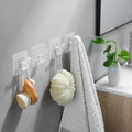 DELITON 10 Pack Adhesive Towel Hooks, Coat Hooks Stick on Wall Hanging Robes Clothes Towels for Bathroom Kitchen, Clear - color: Clear-10 pcs