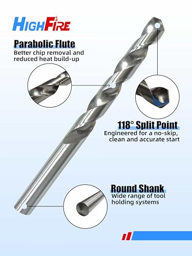 HIGHFIRE 19PCS HSS Metric Drill Bits Set, 1-10mm Twist Jobber Length Drill Bit Kit for Hardened Metal, Cast Iron, Stainless Steel with Index Case - size: 19PCS
