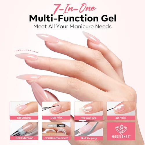 modelones Builder Nail Gel, Clear Builder with Detachable Liner Nail Brush - color: Liner Brush Builder Nail Gel Clear
