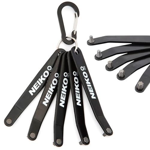 NEIKO 01325A Ultra Low Profile Offset Screwdriver Torx Set, 5 Pc, Heavy Duty S2 Steel Construction, 10mm Bit Depth, Angled Hex Bit, Bent Screwdriver for Tight Spaces, Allen Wrench Keychain - style: Torx