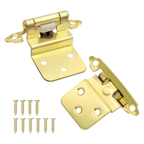 6 Pack (3 Pairs) 3/8" Inset Self Closing Cabinet Hinges Brass Gold - color: Brass Gold, size: 6 Pack (3 Pairs)