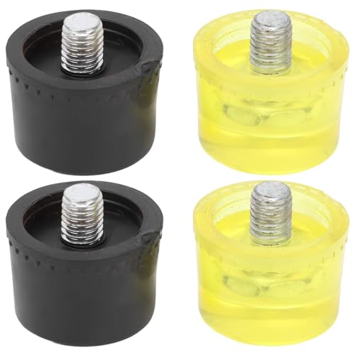 Replacement Mallet Head Tips Rubber Hammer 4 Pcs Yellow Black Plastic Set (Φ40mm)