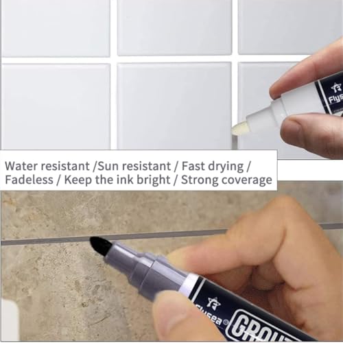 5 PCS Tile Grout Pen Home Repair Pen Tile Paint Markers for Tiles Floor Wall Bathroom Kitchen Repair Tools (White)