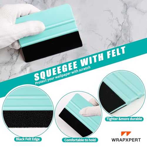 WRAPXPERT Wallpaper Smoothing Tool,Wallpaper Tools Included Felt Squeegee,Craft Knife,Wallpaper Brush,Wallpaper Scraper Tool for Peel and Stick Wallpaper,Window Tint Film,Wallpaper Adhesive - color: 03 Pro Kit