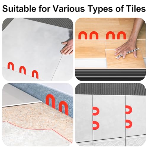 Horseshoe Shims Tile Spacers 1/8 Inch (3mm) 200Pcs U-Shaped Plastic Shims for Tiling Leveling System Floor Wall Ceramic Tile Stone Installation - Black - color: Red, size: 1/8"-200 Pcs
