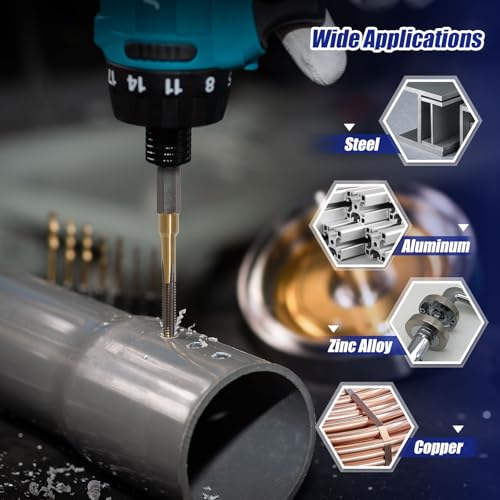 JEFE HEX 8-32 UNC Hex Shank Taps for Metal | MRO & Industrial Use | Quick-Change | Impact Driver (5pcs) - size: 8-32 UNC (5 pcs)