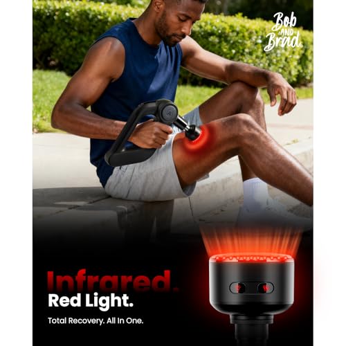 BOB AND BRAD D5 Ultra Heated Massage Gun with Red Light & Infrared Therapy, Deep Tissue Percussion Massage Gun with 13mm Amplitude, FSA-HSA Eligible, Ergonomic D-Handle for Muscle Recovery - color: Matte Black
