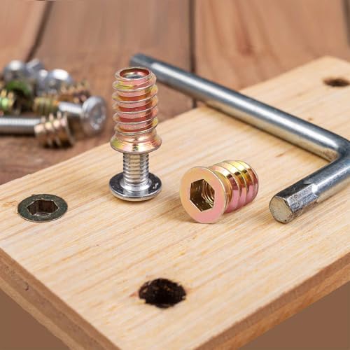 MECCANIXITY 6Pcs Threaded Inserts Nuts, M6x17mm Hex Socket Drive Nut Inserts for Wood - 304 Stainless Steel Screws Furniture Screw in Nuts Bolt Fastener Connector Wood - size: M6x17mm