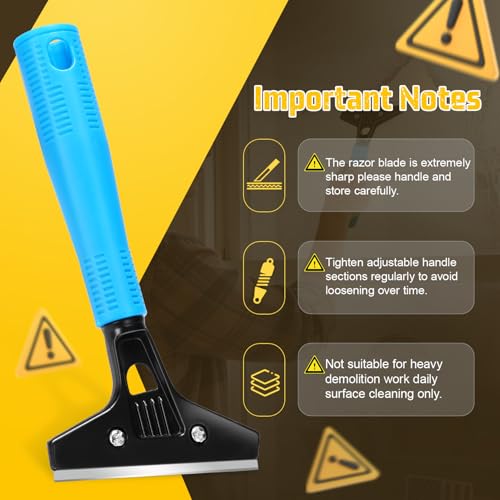 8-72" Adjustable Floor Scraper, 4" Wide Razor Blde Scraper with 10 Blades
