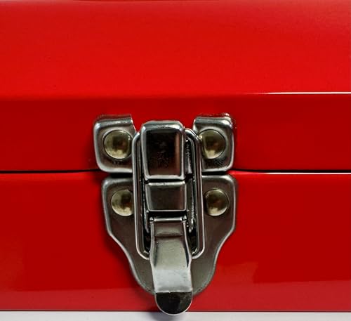 Homak Tool Box, 16" Portable Steel Small Tool Box with Metal Latch Closure & Plastic Handle, Multi-Purpose Heavy Duty Toolbox, Red - size: 16-Inch x 6-Inch x 4-Inch - Small