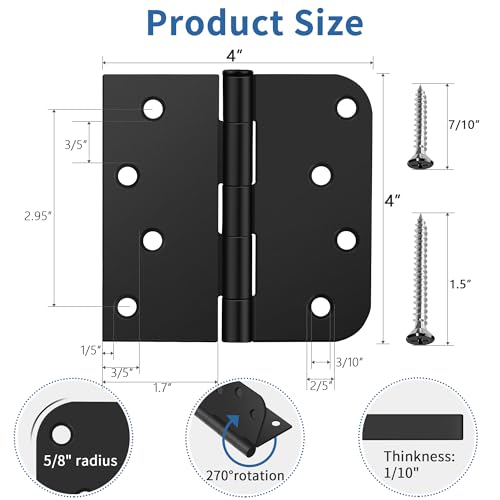 18 Pack Matte Black Door Hinges 4 Inch, Exterior Door Hinges - color: Matte Black, size: 4" 18 Pack