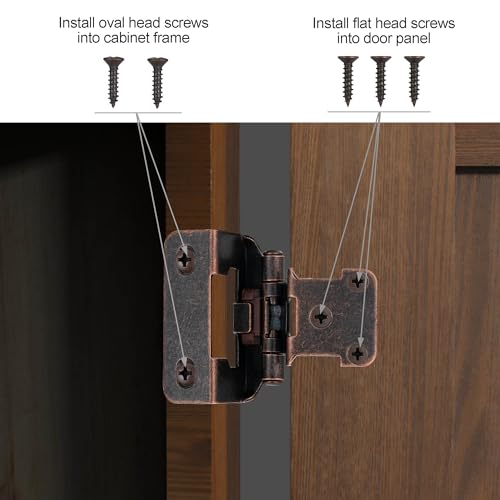 Oil Rubbed Bronze Kitchen Cabinet Hinges, 1/2” Overlay, 4 Pack - color: Oil Rubbed Bronze