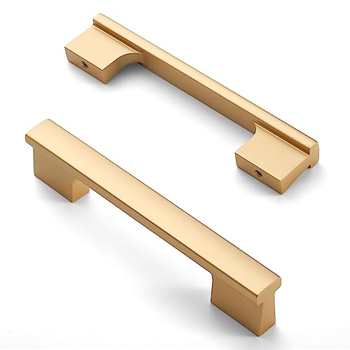 Asidrama 10 Pack 4 Inch(102mm) Brushed Gold Kitchen Cabinet Handles Cabinet Pulls Gold Kitchen Cabinet Hardware for Cupboard Drawer - color: Gold, size: 4" Hole Center(102mm)