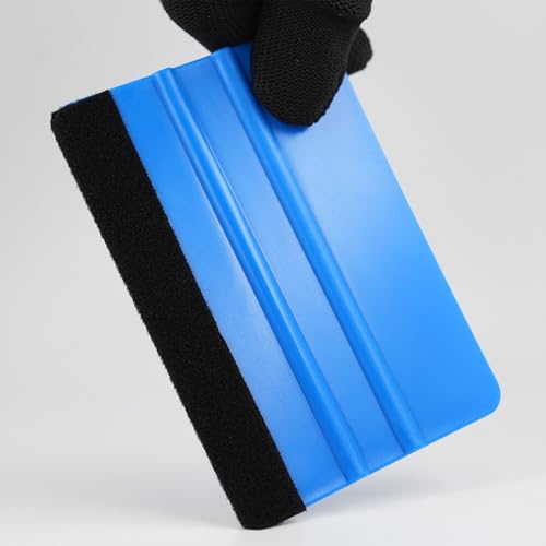 2-Pack Felt Edge Squeegee Tool for Vinyl Wrap & Wallpaper Smoothing, Plastic Scraper with Replacement Fabric Felts, Anti-Scratch Applicator for Car Window Tint, Glass Film & Craft Decals - color: Blue