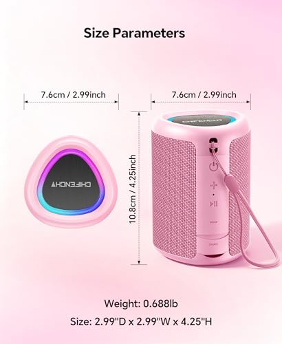 Portable Bluetooth Speaker Beach Essentials: IPX5 Waterproof for Outdoor - color: Pink