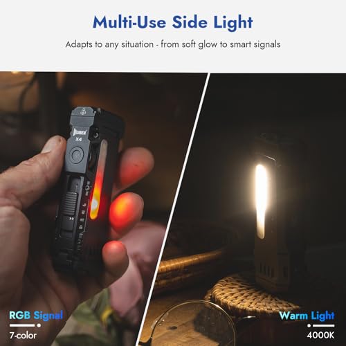 WUBEN X4 Flashlight Rechargeable,EDC Light with Multi-Mode RGB Light - color: Black