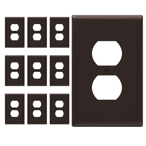 ENERLITES 10 Pack Mid-Size Duplex Outlet Covers Wall Plate, Brown - color: Brown, size: Mid-Size