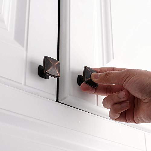 KOOFIZO 10 Pack Oil Rubbed Bronze Cabinet Knobs Square Single Hole Pull K02 - color: Oil Rubbed Bronze, size: Knob 1 - 10Pcs