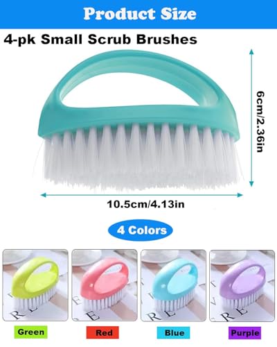 Scrubbing Brushes for Cleaning Small Scrub Brush with Nylon Stiff Bristles - color: Green, Blue, Red, Purple